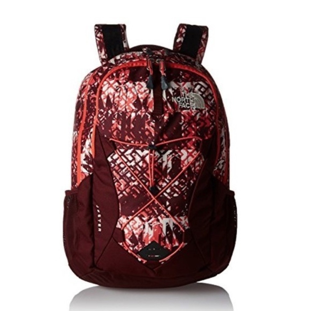 The North Face Jester Women Burgundy Geometric Print Backpack 26L FlexVent